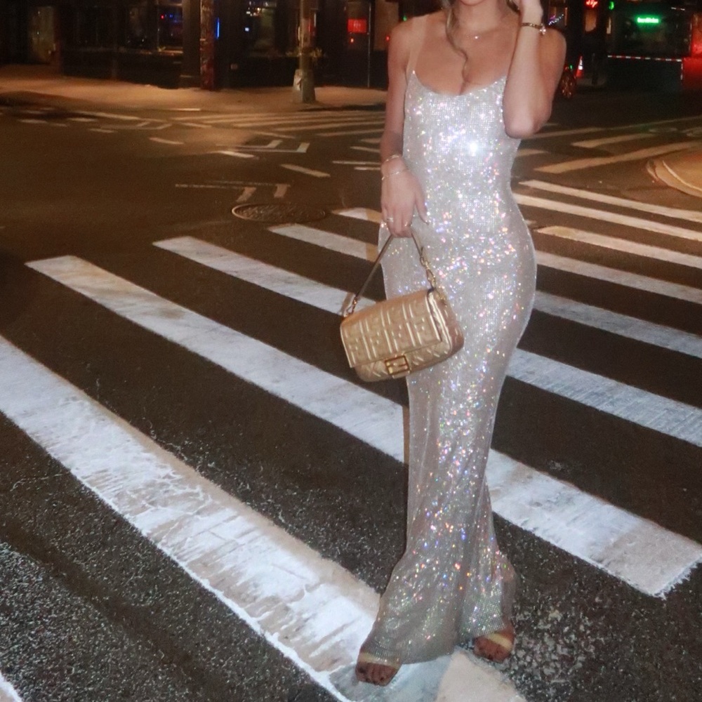 Jasmyn Hot Fix Maxi Dress With Mesh